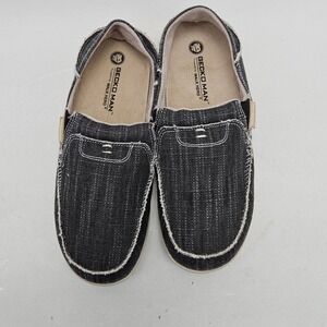 Geckoman Mens 11 Canvas Slip On Loafers Black Tan Moc Toe Shoes Size Moccasin
